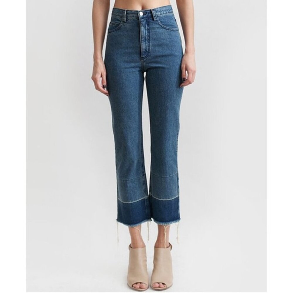 Rachel Comey Slim Legion Jeans Two Tone High Rise Straight Crop Raw Hem 4 - Picture 2 of 14